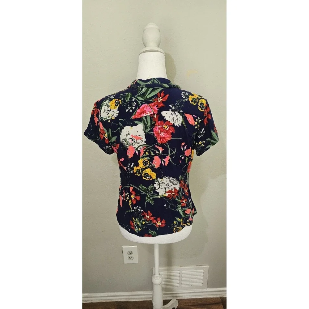 Anthropologie Maeve Floral Tie Front Sleeveless Button Down Blouse Top Sz 4 - Picture 3 of 6